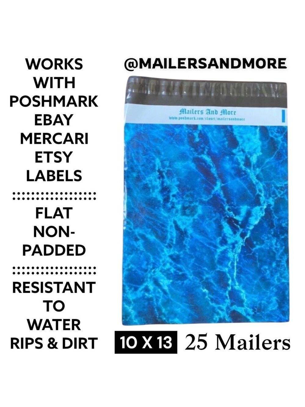 25 10X13  Poly Mailers Blue Ice Water Marble Shipping Envelopes PRICE IS FIRM - Picture 3 of 11